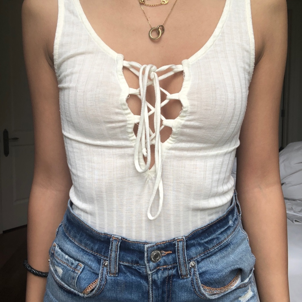 Cream Front Cross Tank Urban Outfitters